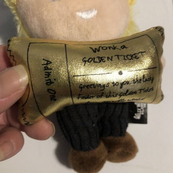 willy wonka the chocolate factory pet toy charlie bucket 6” plush squeaker - Picture 3 of 6